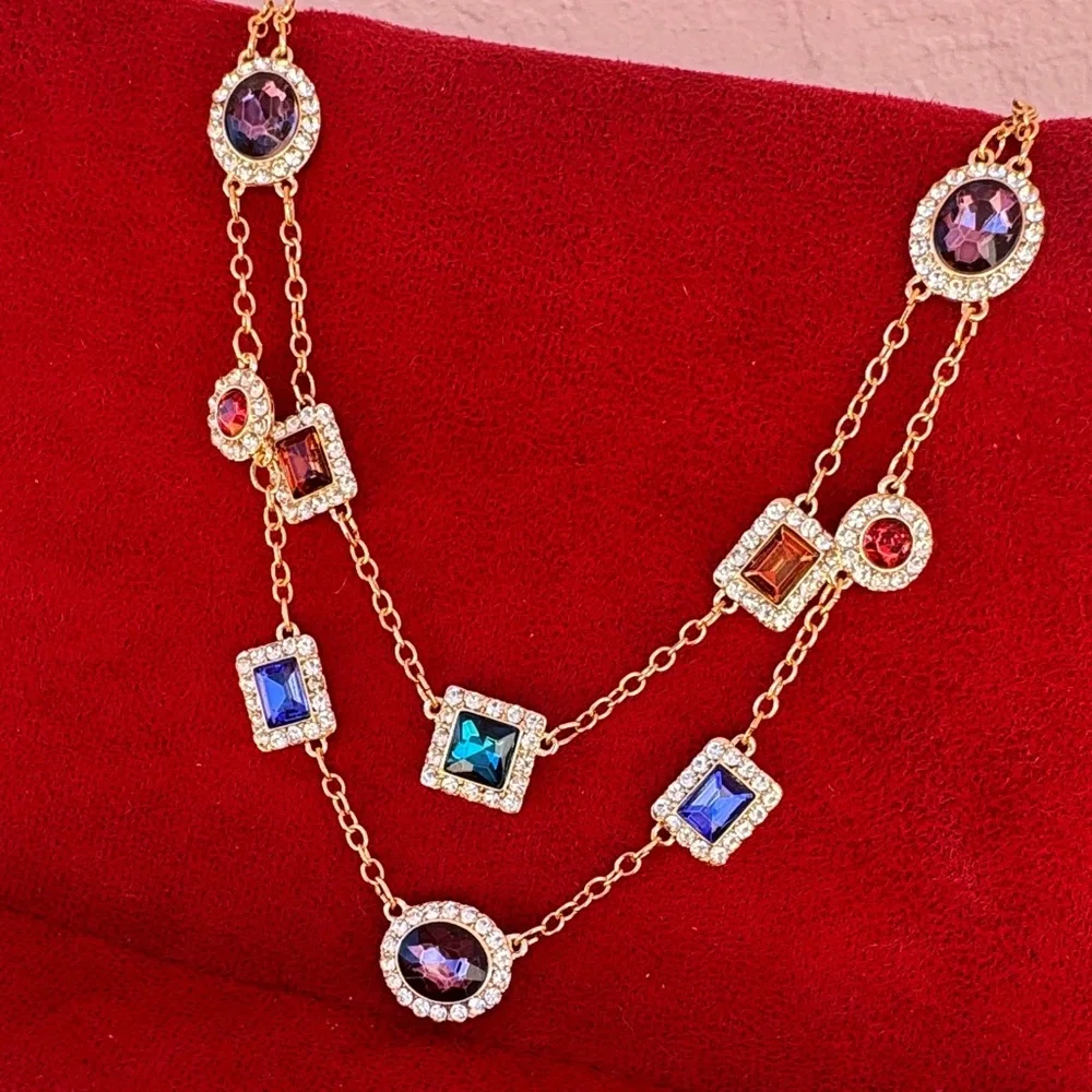NEW Monet Gold Multi-Color Gemstone Necklace